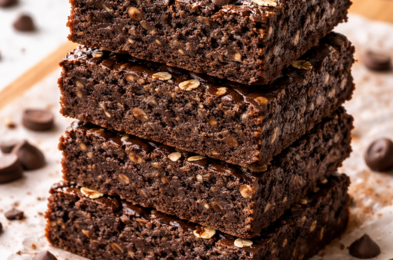 Brownies fit de cacao y avena sin azúcar