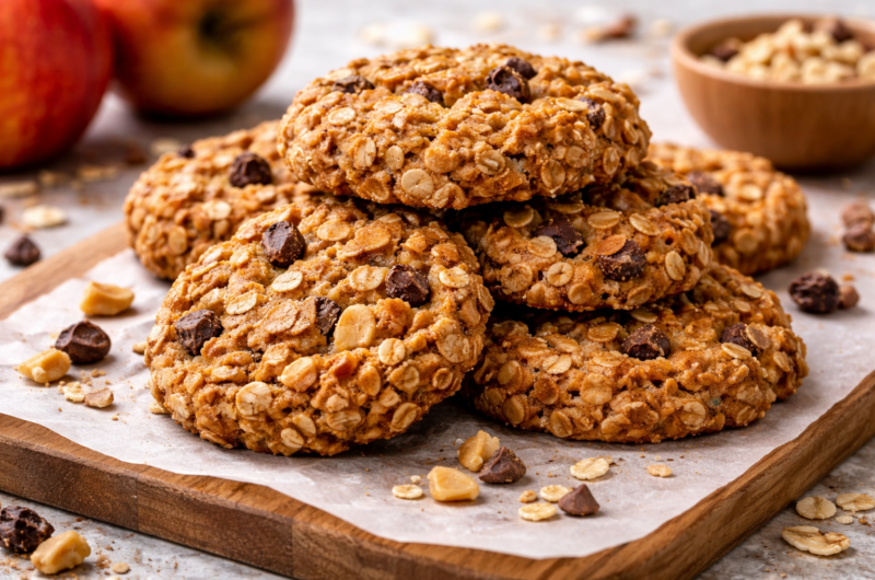 Galletas integrales de avena y manzana sin harina refinada