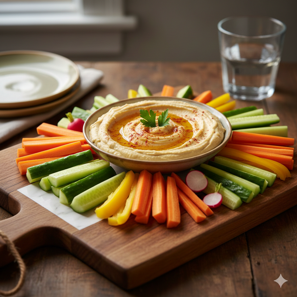 Palitos de Zanahoria y Pepino con Hummus: Snack Saludable y Rápido