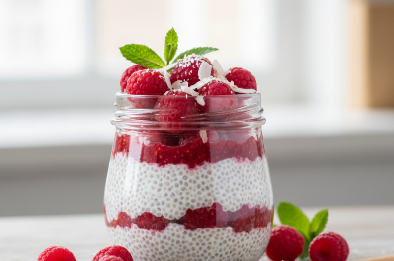 Pudding de Chía con Frambuesas Frescas