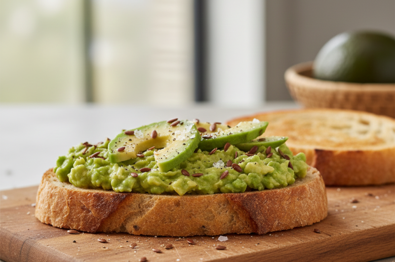 Tostada "Reparadora" de Masa Madre, Aguacate y Lino