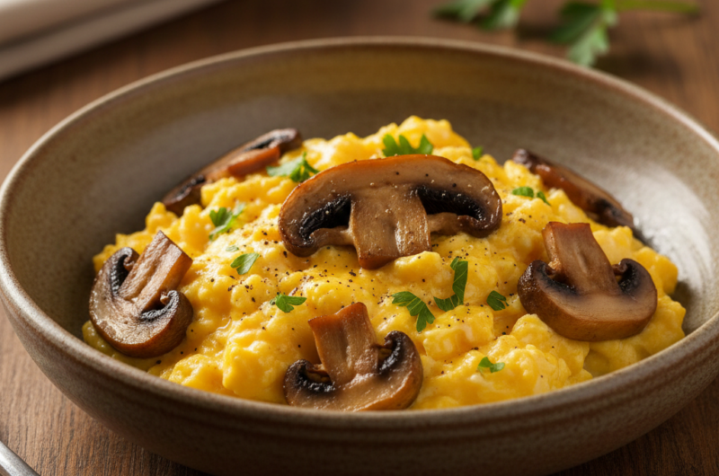 Huevos Revueltos con Champiñones y Toque de Hierbas